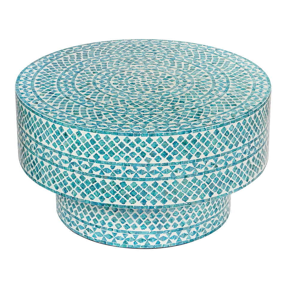 Diamond Mother Of Pearl Coffee Table Blue