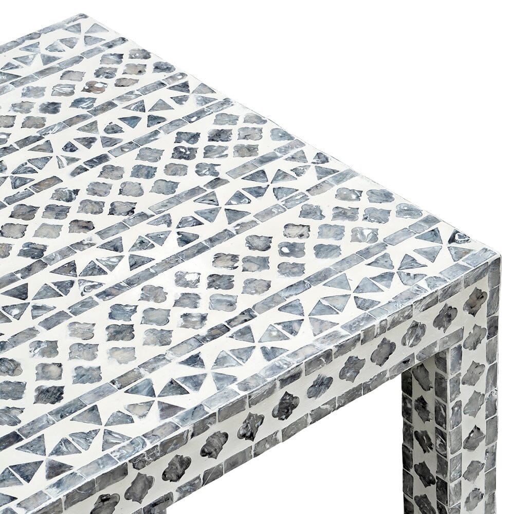 Claire Shell Inlay Nesting Side Tables Black & White (Set Of 2)