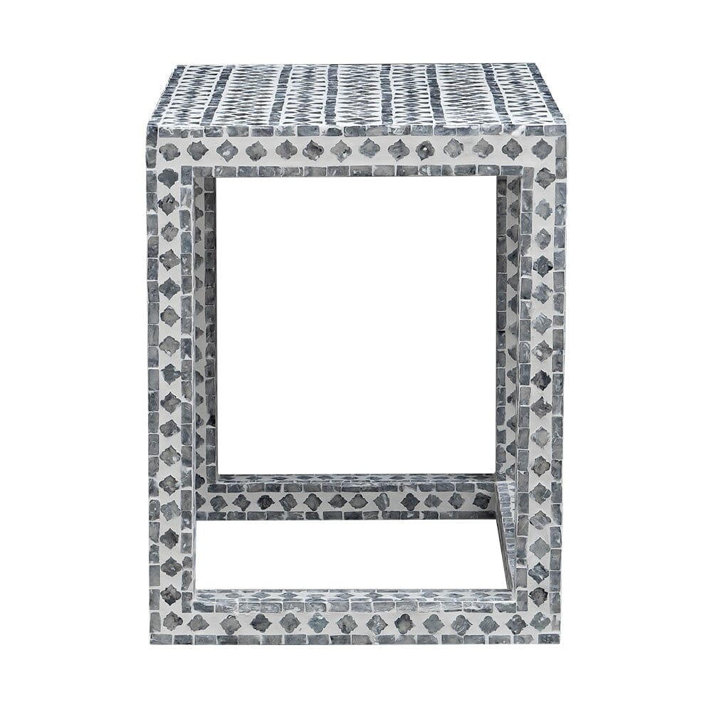 Claire Shell Inlay Nesting Side Tables Black & White (Set Of 2)