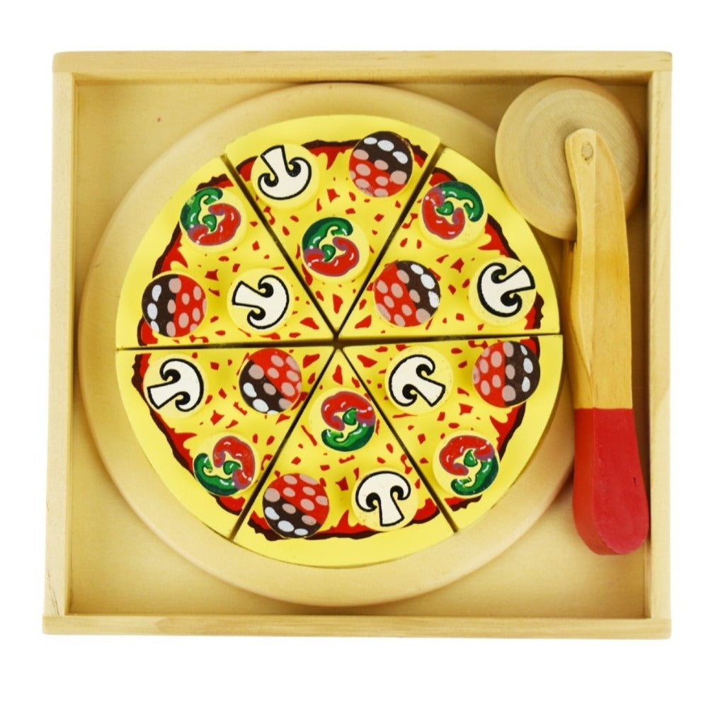 Wooden Pizza With Cutter Kids Playset