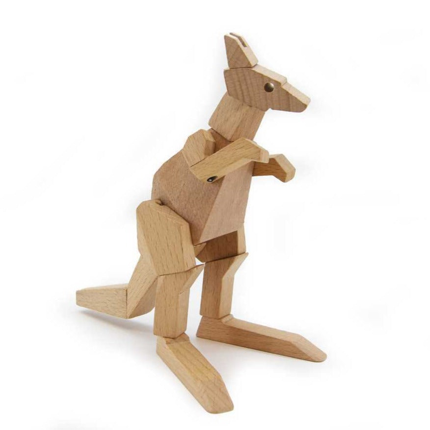 Wooden Kangaroo With Flexible Limbs