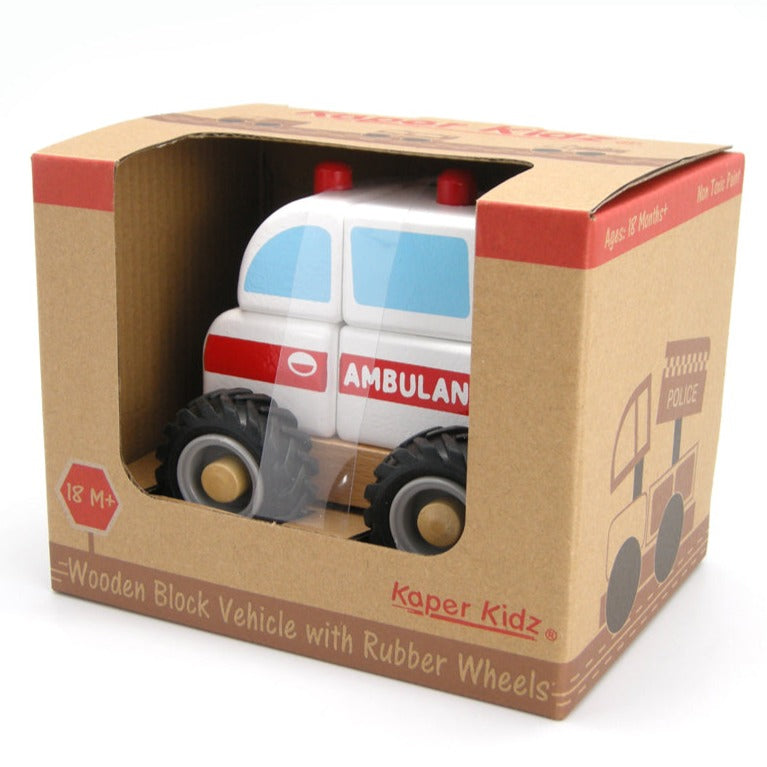 Toddlers Wooden Ambulance Pull Toy