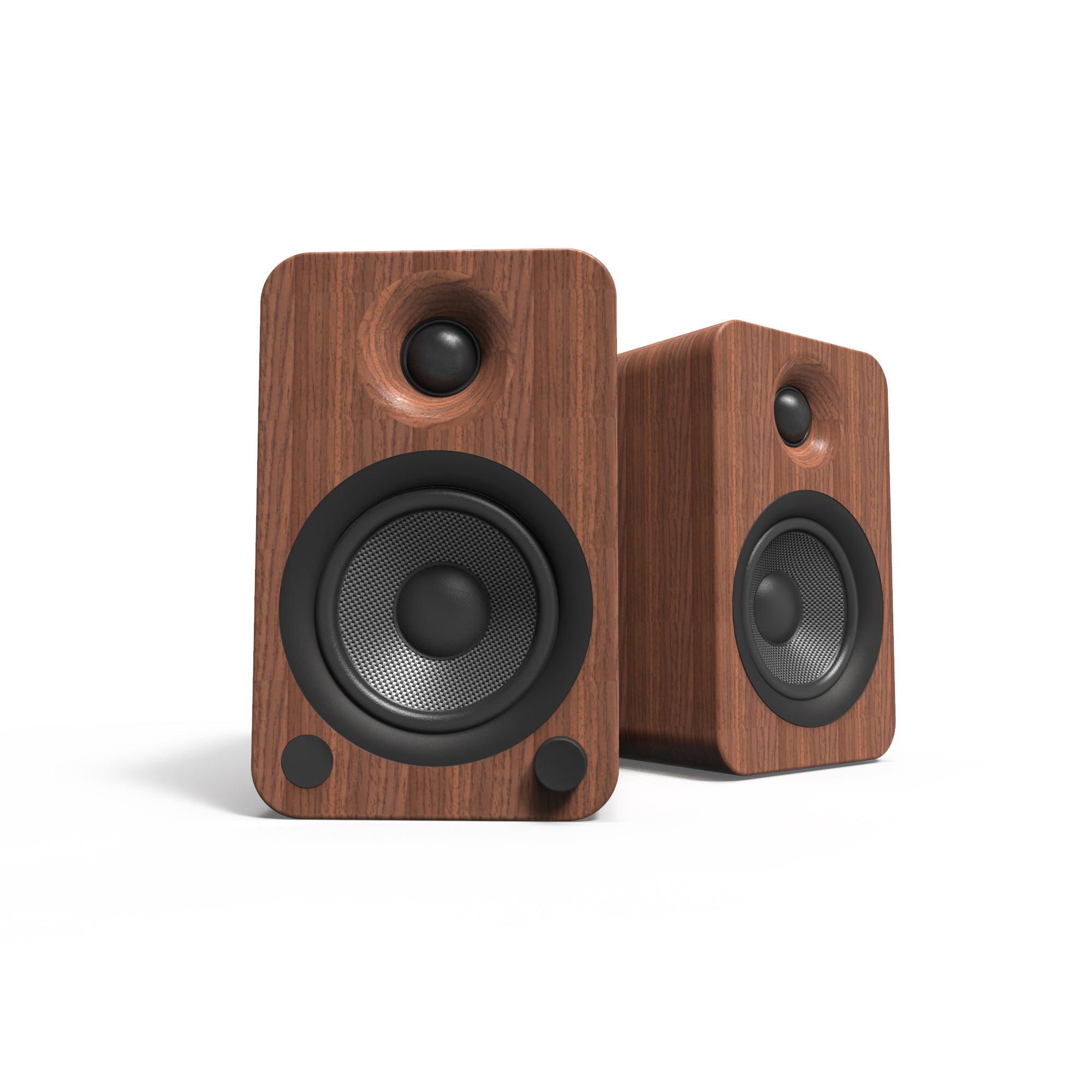 Kanto YU4 140W Powered Bookshelf Bluetooth Speakers with Phono Preamp - Pair, Walnut