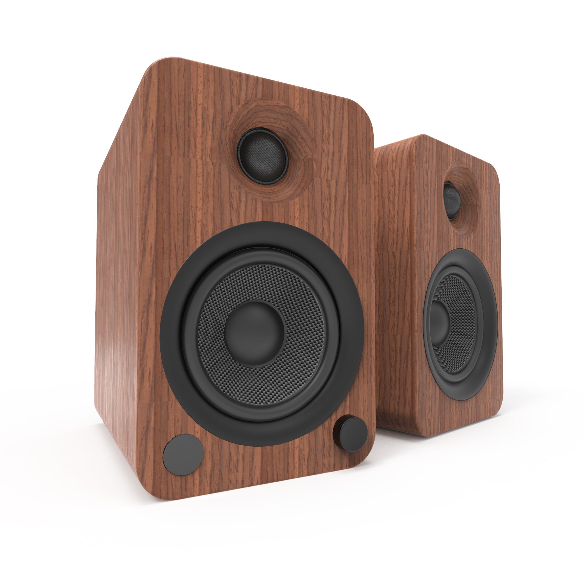 Kanto YU4 140W Powered Bookshelf Bluetooth Speakers with Phono Preamp - Pair, Walnut