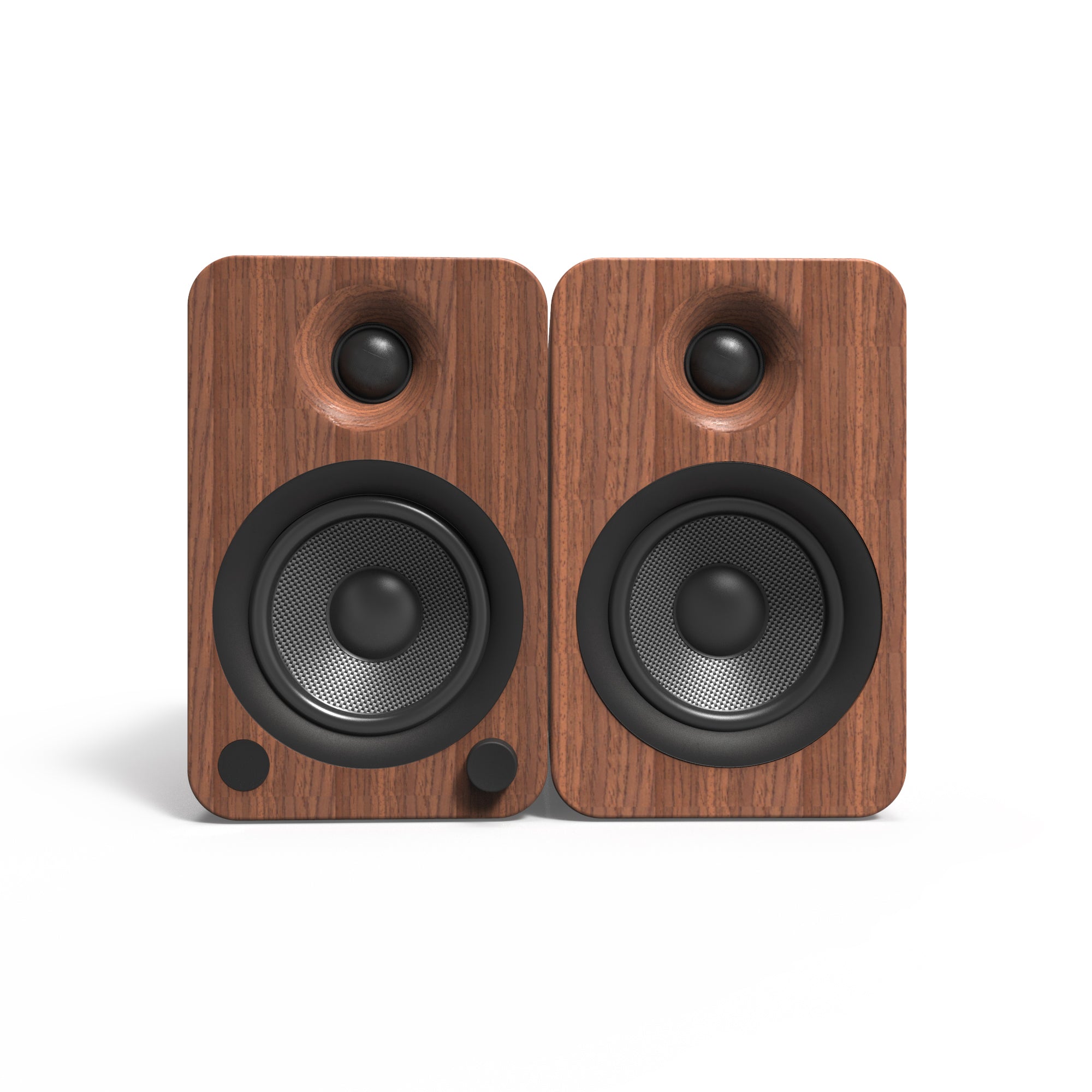 Kanto YU4 140W Powered Bookshelf Bluetooth Speakers with Phono Preamp - Pair, Walnut