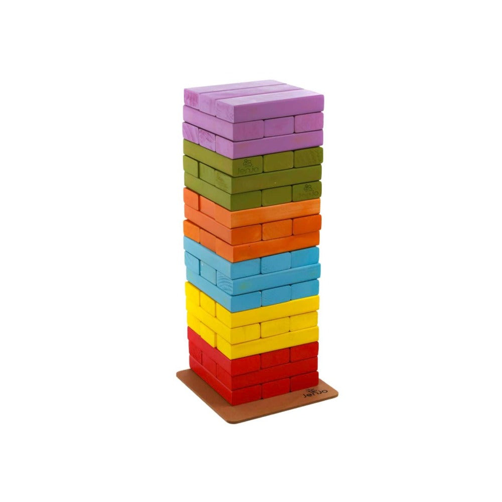 Rainbow Jenga Stackable 54 Wooden Blocks