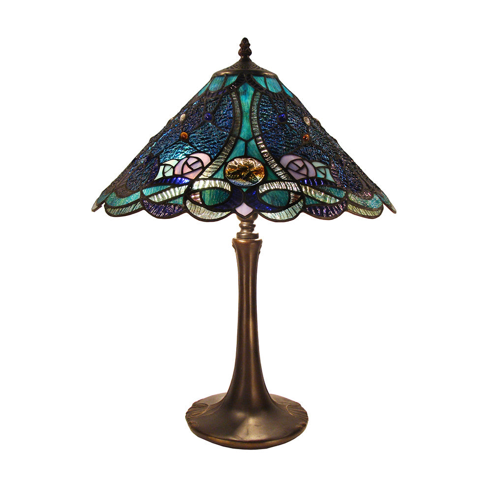 Zander Tiffany Style Table Lamp - Blue