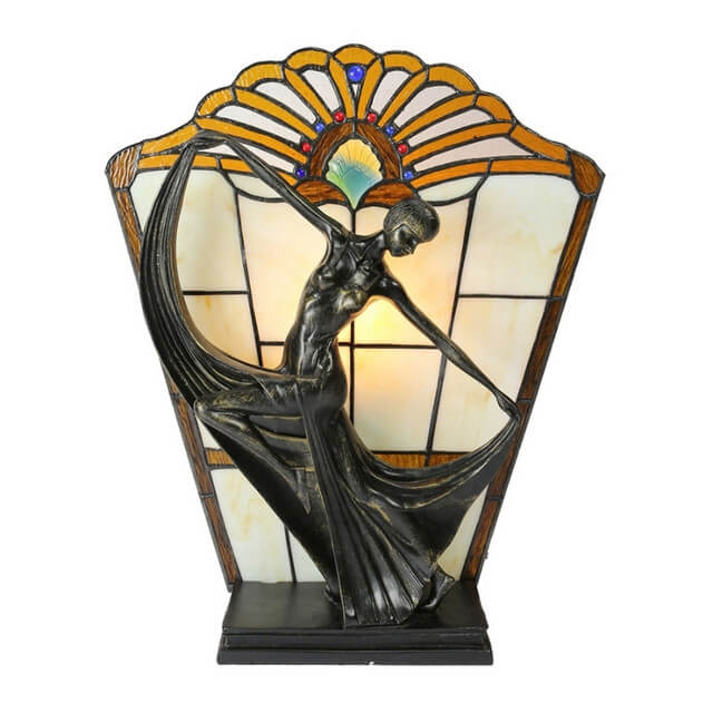 Elegant Dancing Lady Tiffany Shade Table Lamp (Available In 3 Colors)