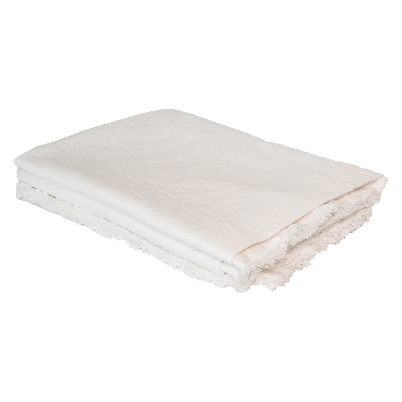 Fringed Elegance Linen Throw - White (Available in 2 Sizes)