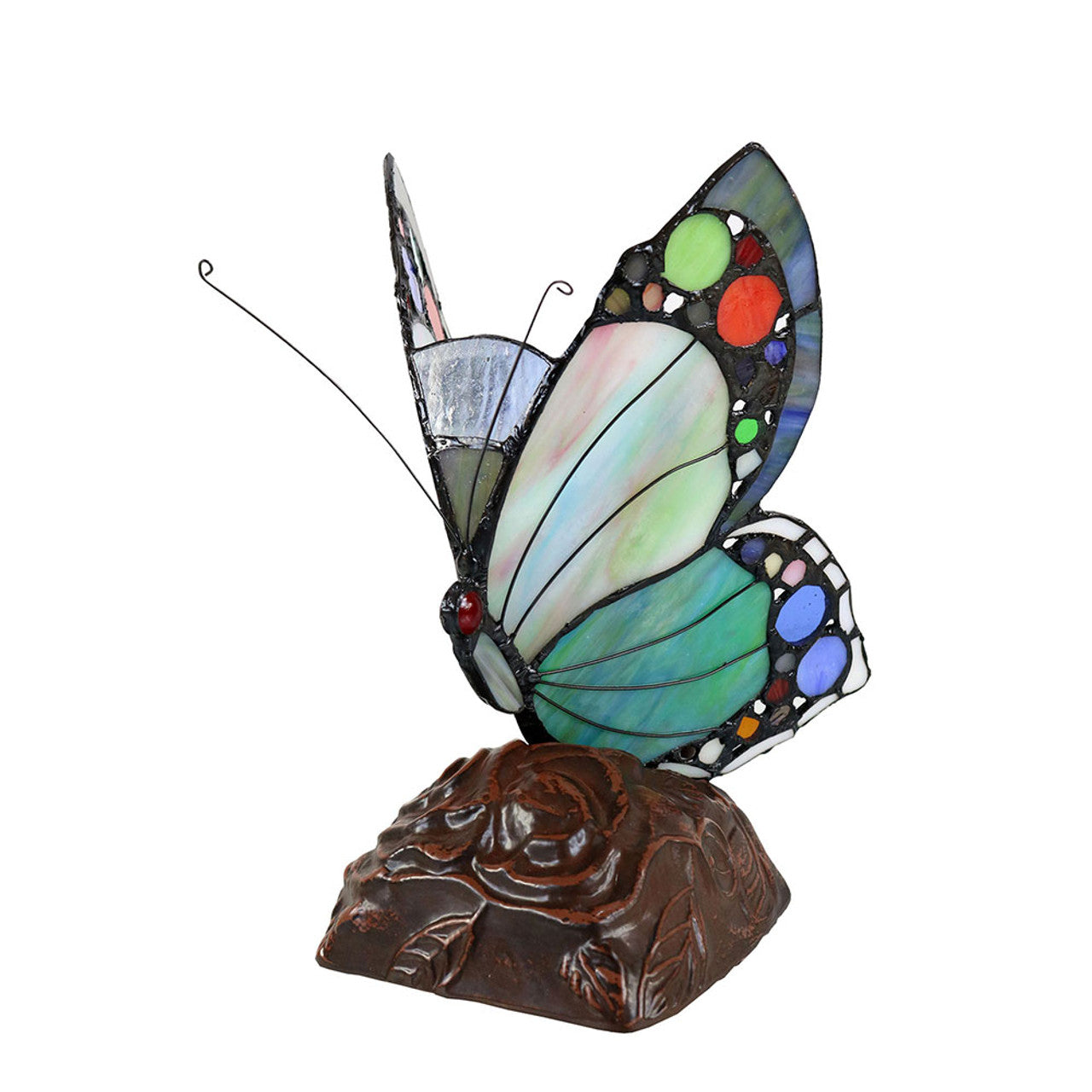 Spotted Butterfly Tiffany Shade Table Lamp (Available In 2 Colors)