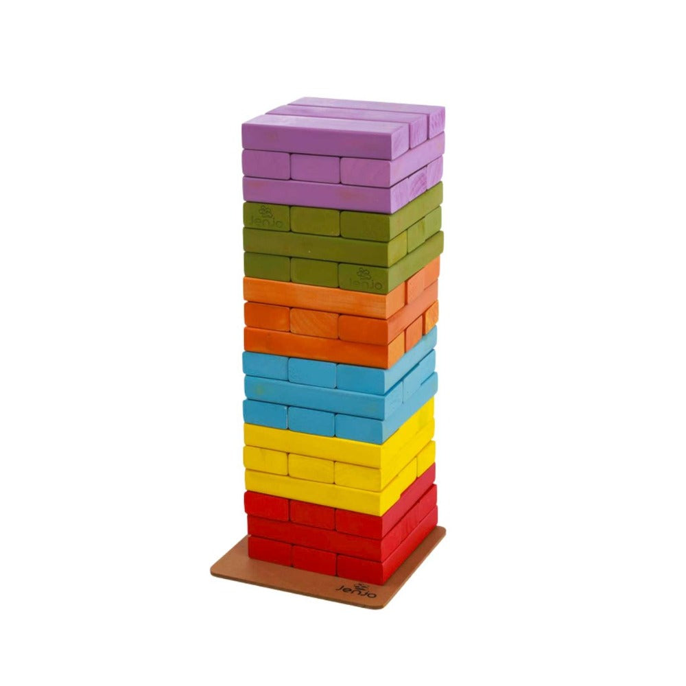 Rainbow Jenga Stackable 54 Wooden Blocks