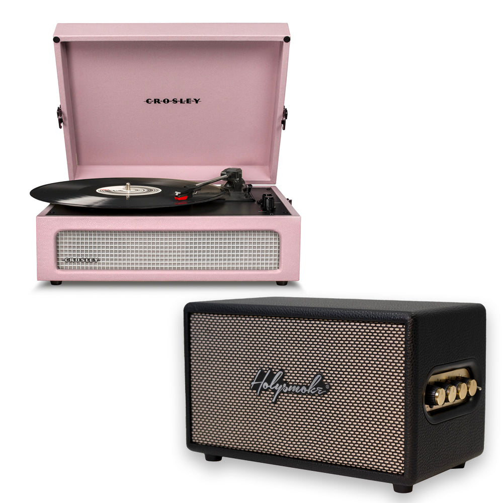 Crosley Voyager Bluetooth Turntable - Amethyst + HolySmoke Bluetooth Speaker - Black - BUNDLE