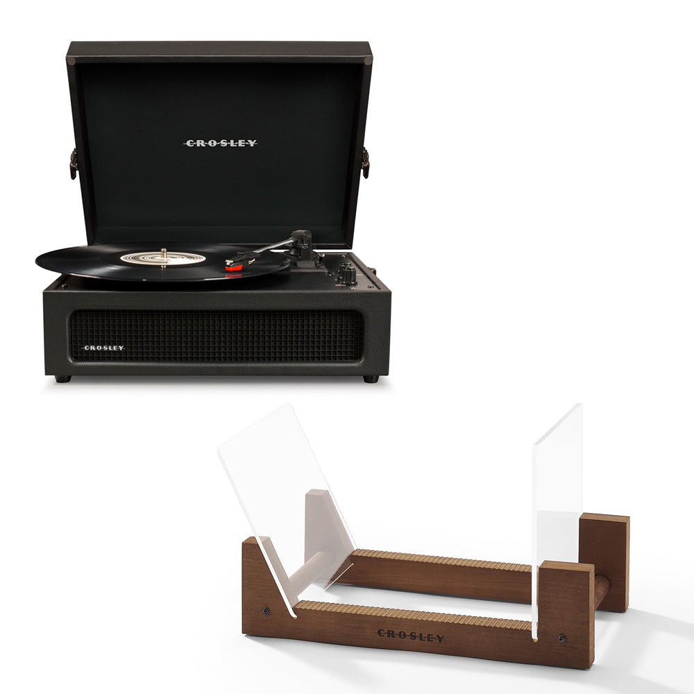 Crosley Voyager Bluetooth Turntable - Black + Crosley Record Display Stand BUNDLE