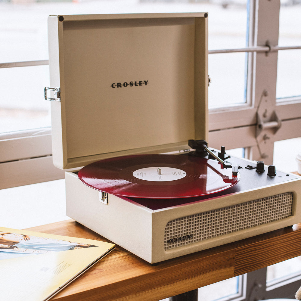 Crosley Voyager Bluetooth Portable Turntable - Dune + Crosley Record Display Stand BUNDLE