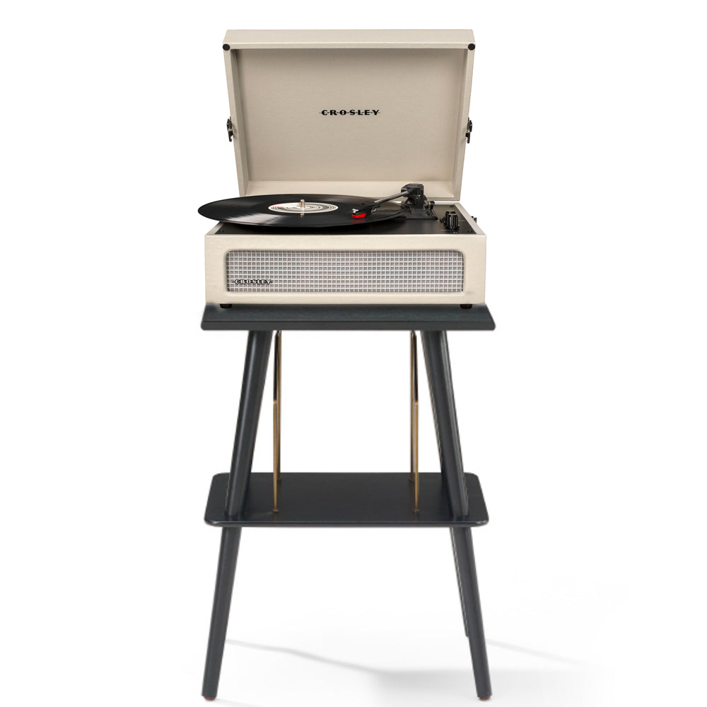 Crosley Voyager Bluetooth Portable Turntable + Entertainment Stand - Dune BUNDLE