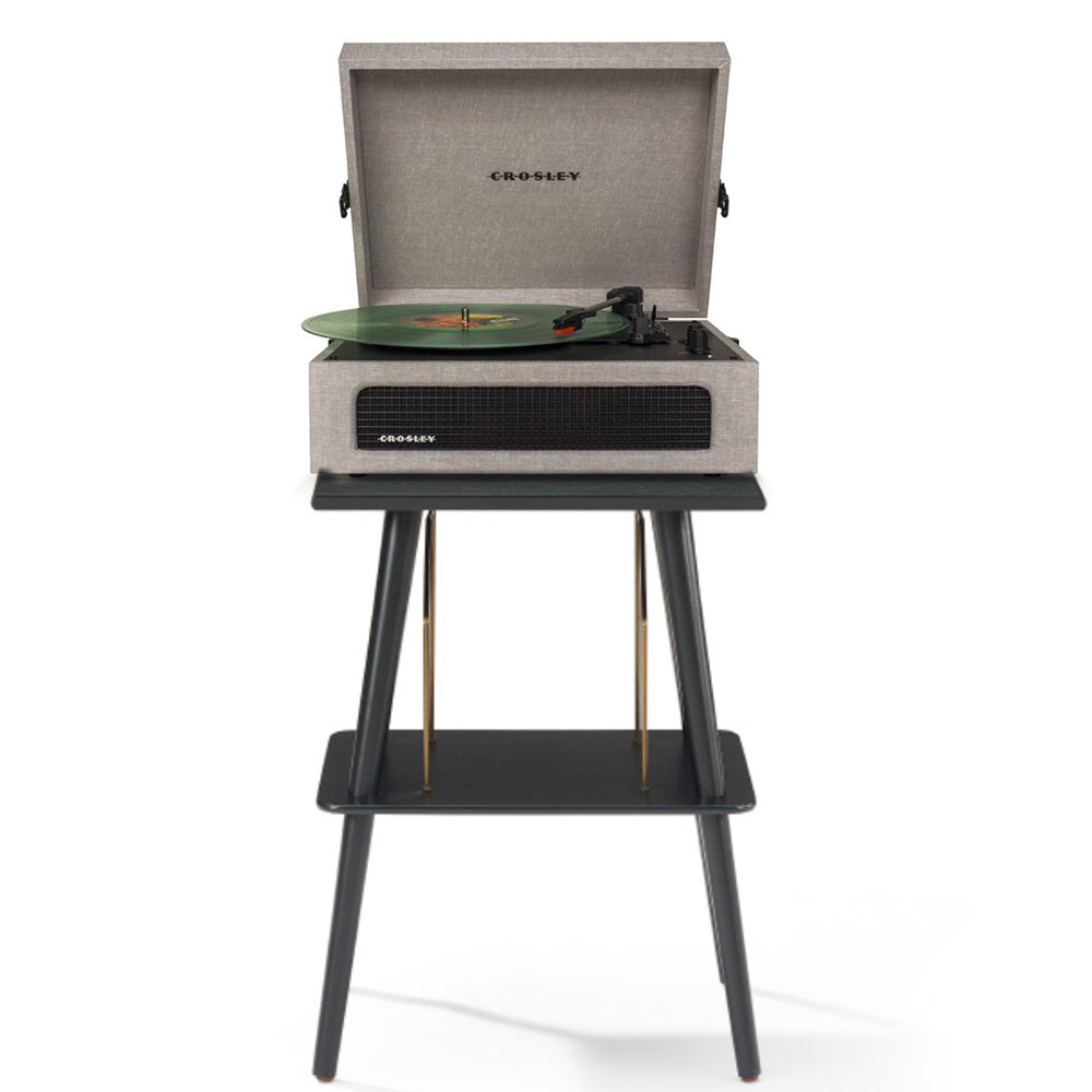 Crosley Voyager Bluetooth Portable Turntable + Entertainment Stand - Grey BUNDLE