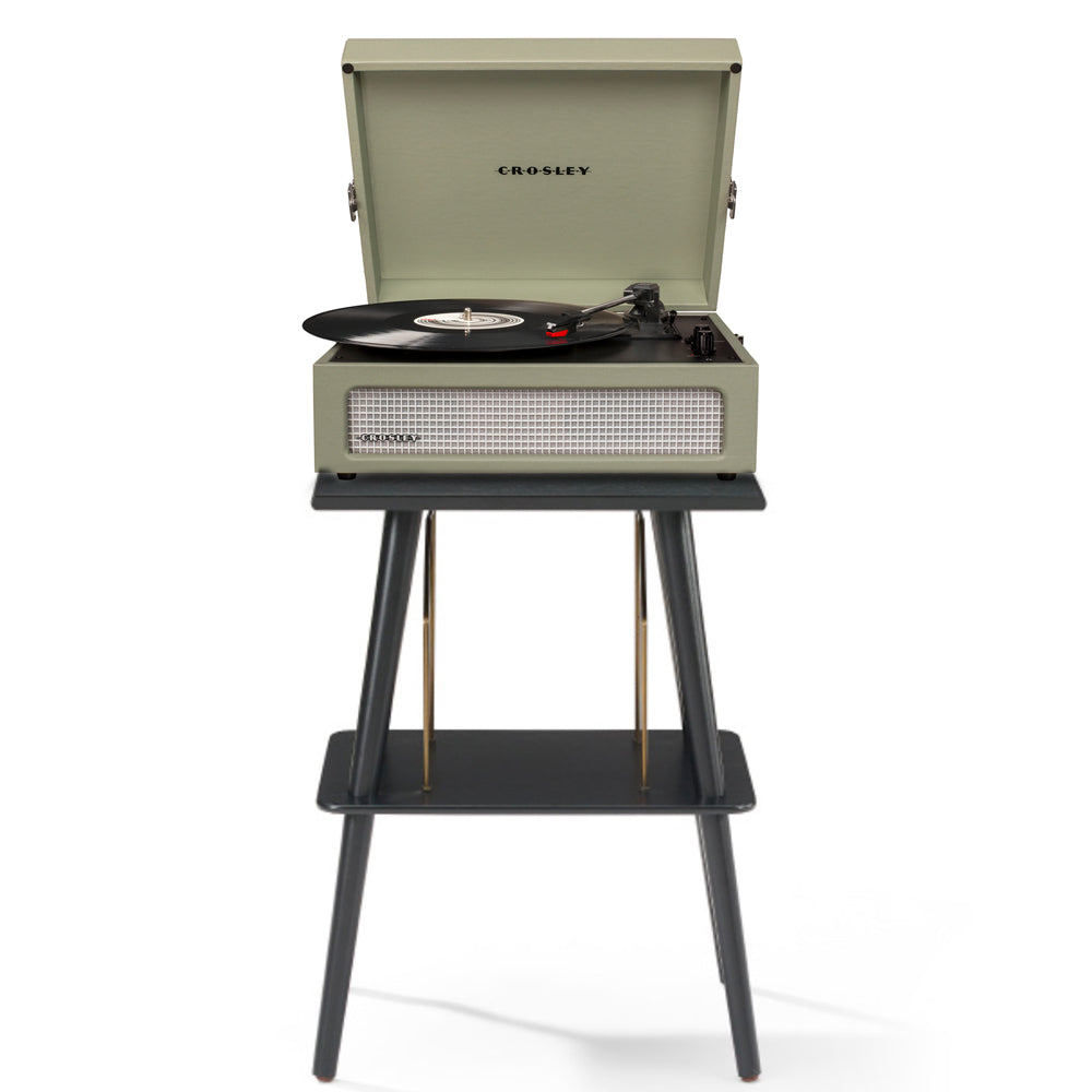 Crosley Voyager Bluetooth Portable Turntable + Entertainment Stand - Sage BUNDLE