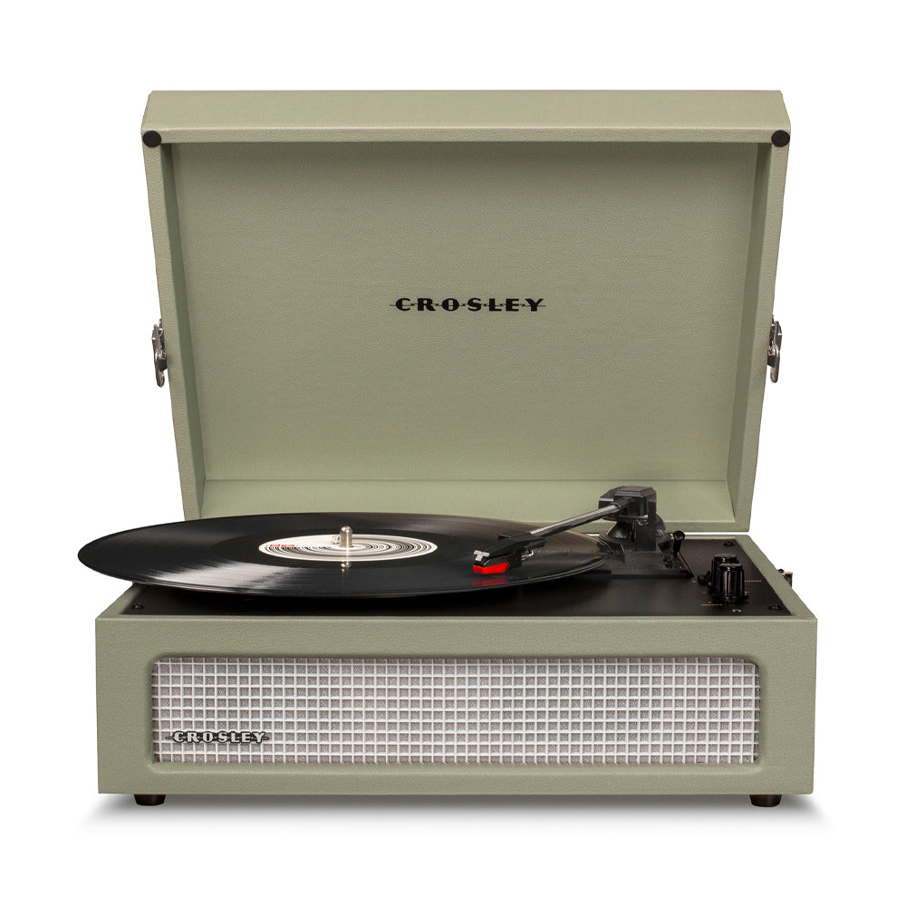 Crosley Voyager Bluetooth Portable Turntable + Entertainment Stand - Sage BUNDLE