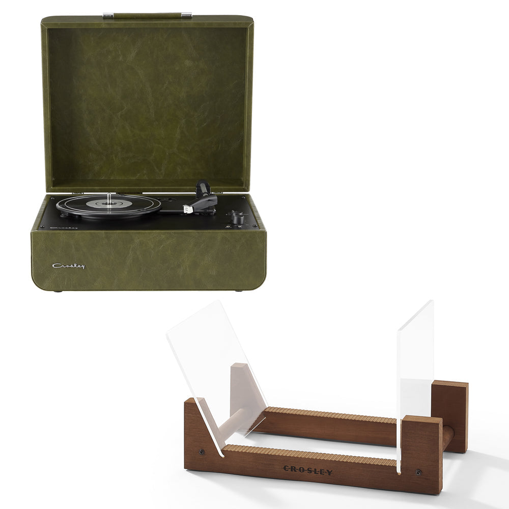 Crosley Mercury Turntable - Green + Crosley Record Storage Display Stand BUNDLE