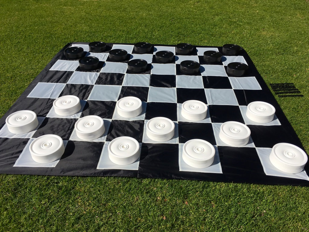 Giant Size Outdoor Draughts Checkers Game Set w/ Mat 3x3m