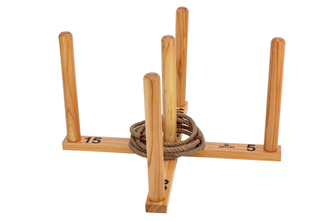 Mega Quoits Wooden Rope Ring Toss Outdoor Game 100cm