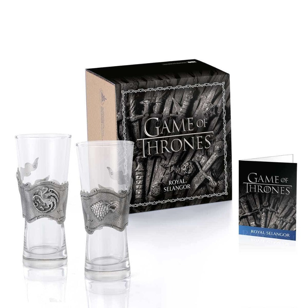 Royal Selangor Game of Thrones Ice & Fire Pilsner Pair With Pewter Motif