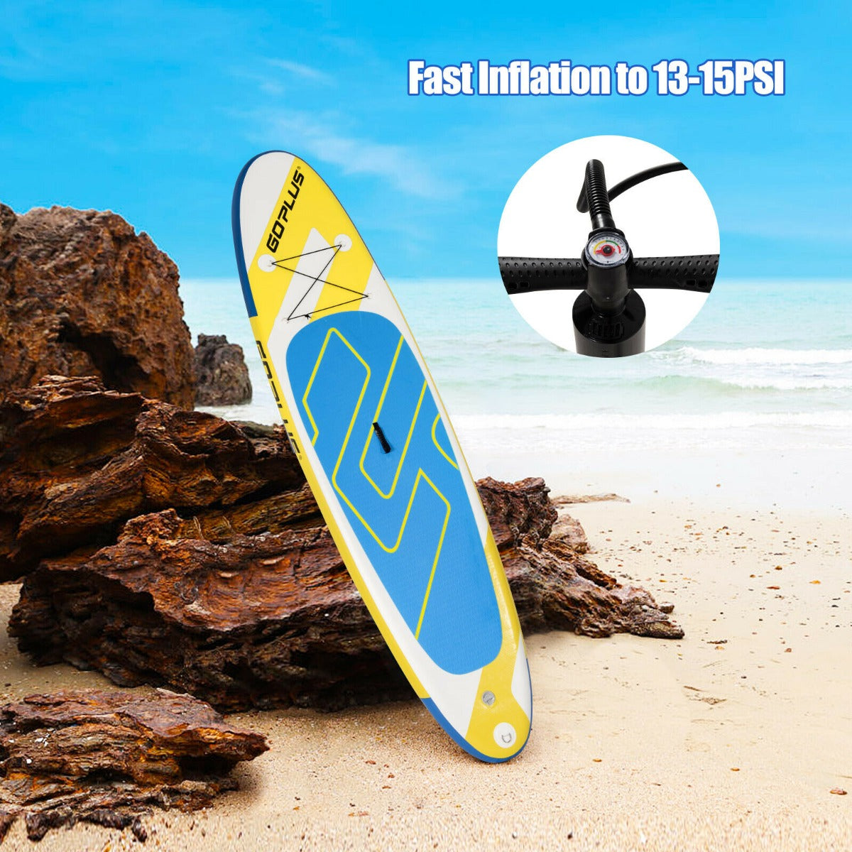 Lightweight 15 cm Thick Stand Up Paddle with Adjustable Paddle for All Skill Levels