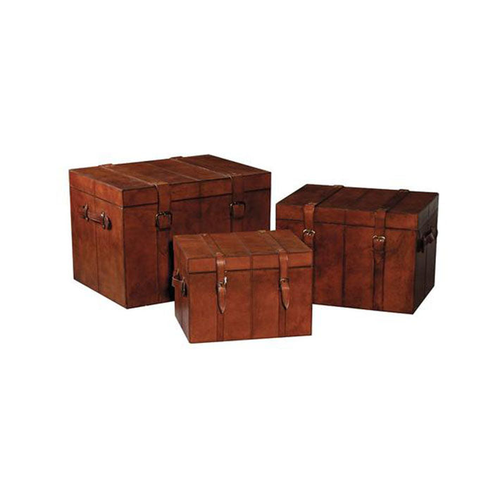 Set of 3 Nesting Leather Trunks (Available in 6 Colors)