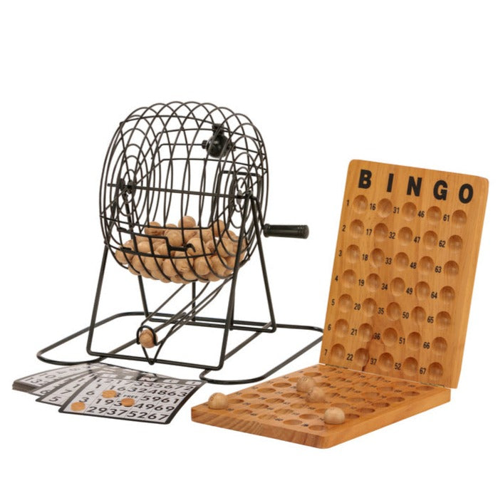 Bingo Multiple Players Game With Metal Cage & Wooden Scoreboard