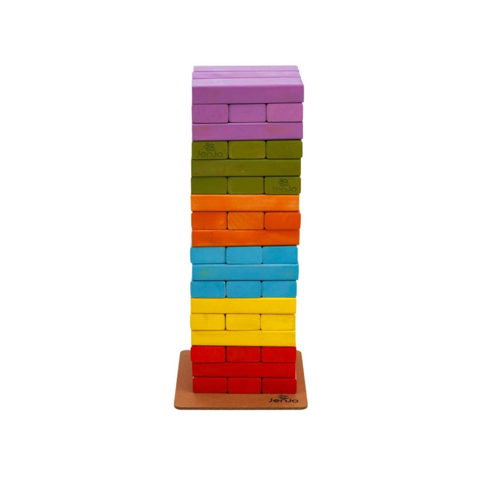 Rainbow Jenga Stackable 54 Wooden Blocks