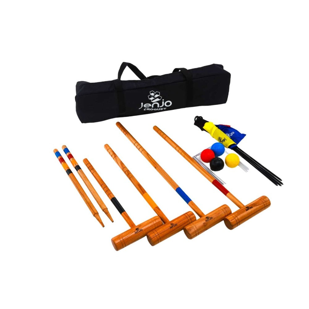 Family Wooden Croquet Game Set w/ Carry Bag